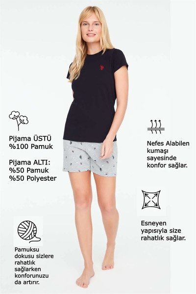 U.S. Polo Assn. 16889 Set de pantaloni scurți de damă bleumarin