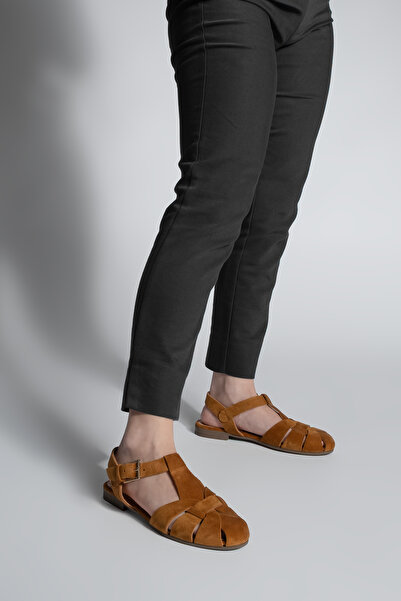 Marjin Dámské kožené kotníkové sandály s přezkou Outrunner uzavřené ležérní sandály