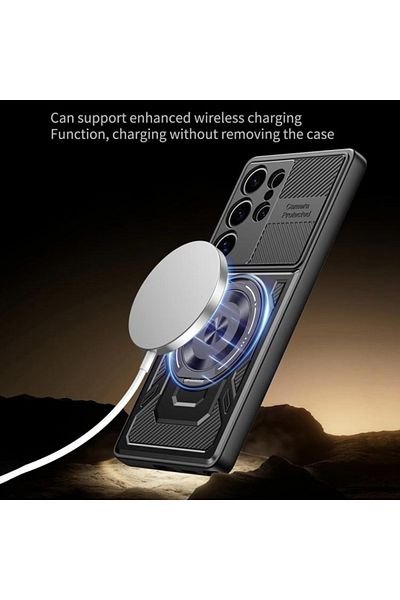 SKYDDAR INNOVATION Case for Samsung Galaxy S24 / Galaxy S25, RuggedCam, Anti-shock magnetic ring, sticker set, Gray