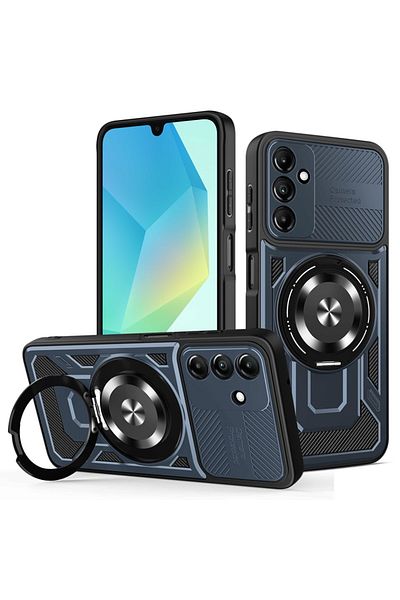 SKYDDAR INNOVATION Husă pentru Samsung Galaxy A16 4G / A16 5G, RuggedCam, inel magnetic anti-șoc, set autocolante, albastră
