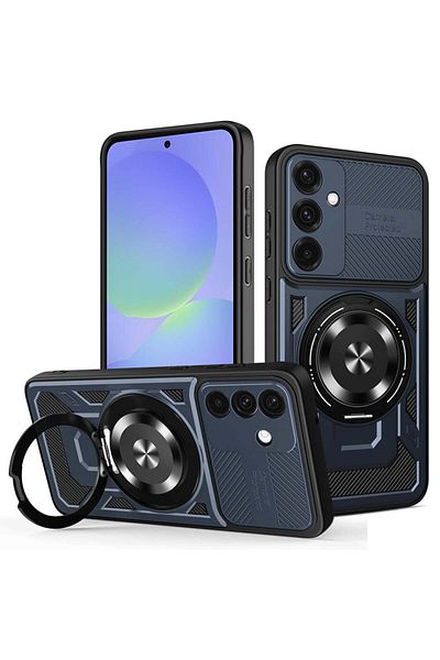 SKYDDAR INNOVATION Husă pentru Samsung Galaxy A36 5G / Galaxy A56 5G, RuggedCam, inel magnetic antișoc, set autocolante, albastră