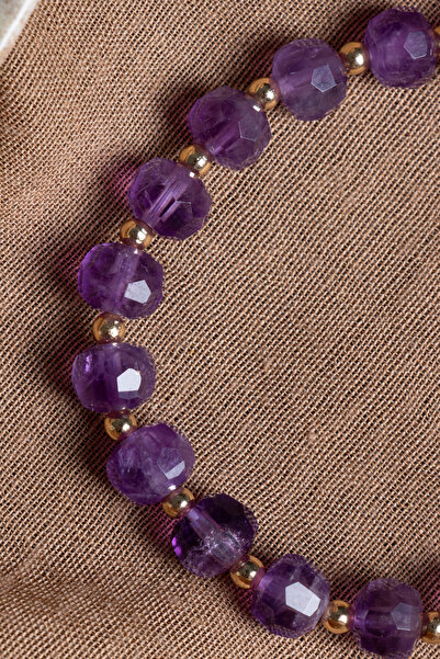 OSMANLI DEĞERLİ TAŞ SERTİFİKALI Ametist Doğal Taş Fasetli Bileklik