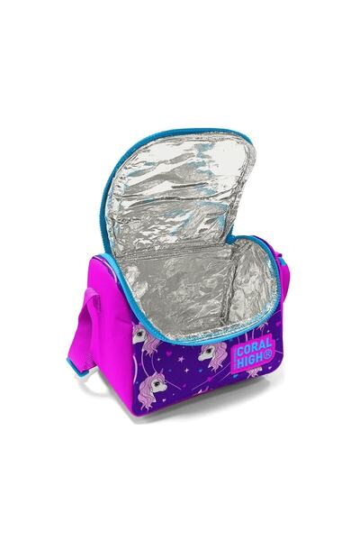 Coral High Kids Purple Pink Unicorn Patterned Glitter Thermo Lunchbox 11856