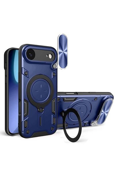 SKYDDAR INNOVATION Carcasă pentru iPhone 17 Air, CamGuard Pro, inel magnetic, protecție cameră, set autocolante, albastră