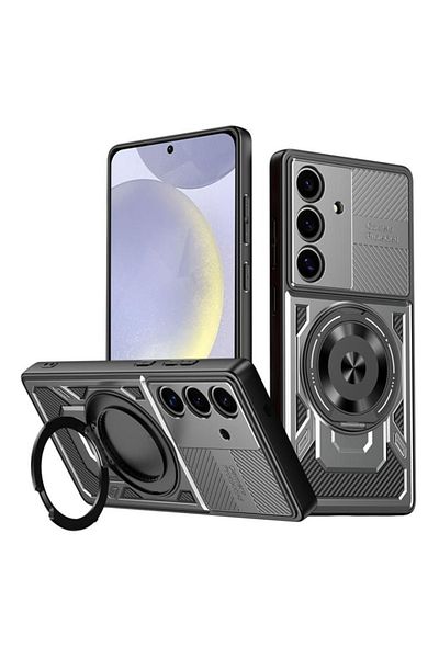 SKYDDAR INNOVATION Case for Samsung Galaxy S24 / Galaxy S25, RuggedCam, Anti-shock magnetic ring, sticker set, Gray