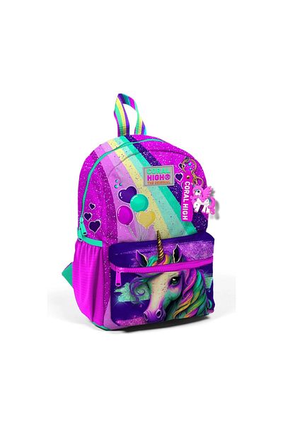 Coral High 23558 Rucsac pentru copii, roz, verde apă, unicorn, cu două compartimente