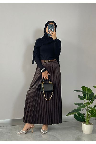 NİSUM MODA Δερμάτινη πλισέ φούστα