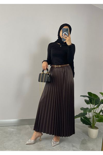 NİSUM MODA Δερμάτινη πλισέ φούστα