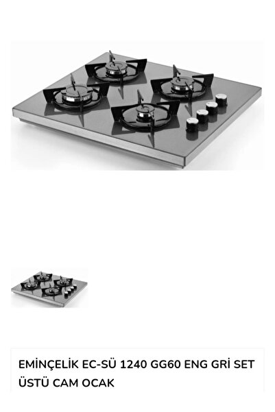 Eminçelik Ec_sü 1240 Gg 60 Set Üstü Tezgahüstü Gri Cam Ocak Sancak Alimer