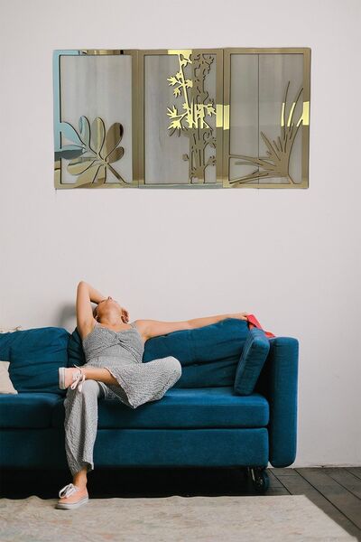 Numa Concept Duvar Dekoru 3'lü MDF Çiçekler Salon Ofis Ve Antre İçin Tablo | 40x25 Cm