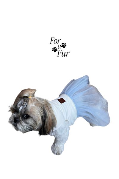 For a Fur Cat Dog Tutu Dress Cream Baby Blue