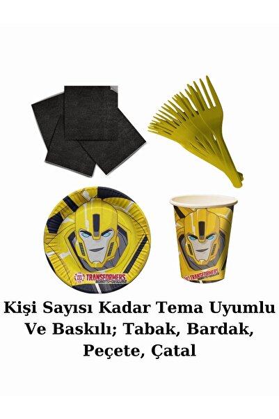 transformers Σετ διακοσμητικά για πάρτι γενεθλίων Bumblebee για 16 άτομα με επιτραπέζια φούστα και πανό