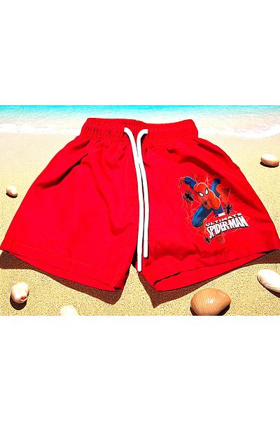 MİLAYS LİFE HOME COLLECTİON Mi̇lays Ki̇ds Spiderman Boy Lace-Up Network Mesh Sea Shorts