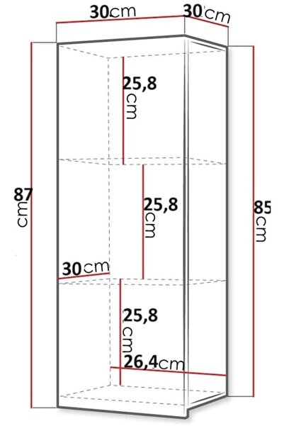 Egecan Mobilya Duvara Monte Tek Kapaklı 3 Raflı Banyo & Kiler Dolabı – Siyah/suntalam, 85×30×30 cm