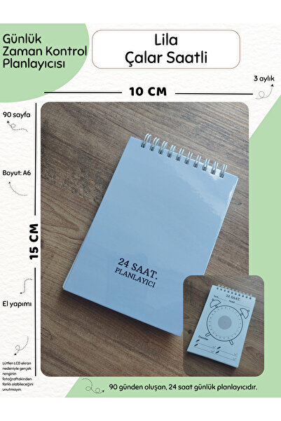 Else Craft Günlük Zaman Kontrol Planlayıcısı A6 - Lila- Çalar Saatli - No:3