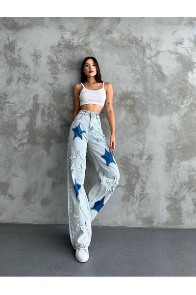 Semesia Y2K RECYCLED BAGGY POCKET STAR JEAN PANTALONI