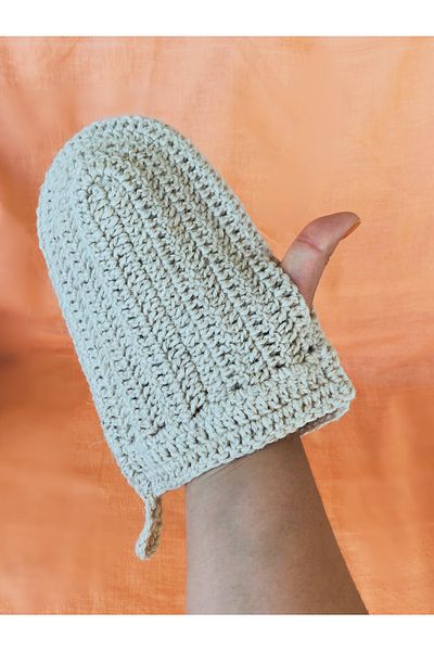 Kadife Hanım Hand Knitted Bath Loofah Made of 100% Sheep Wool - Cream
