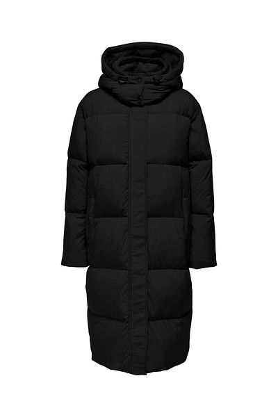 ONLY Vilma down Long Coat Women's Black Hooded Coat