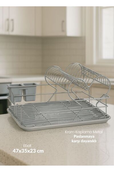 Jet's Home 2 Katlı Bulaşıklık Tezgah Üstü Tabaklık BPA FREE Bulaşık Sepeti Ka...