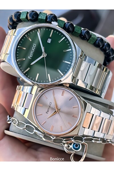 Ferrucci العلامة التجارية الفضية اللون الصلب الحبل الأخضر الهاتفي العشاق، زوج...