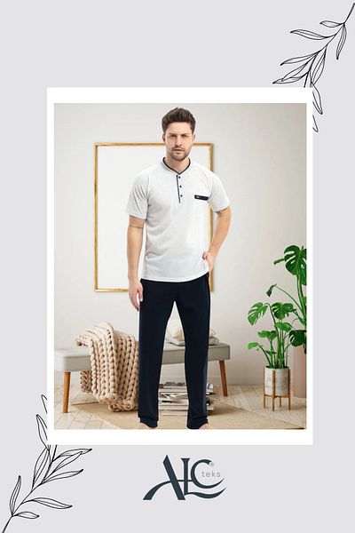 Alcteks Stylish & High Quality: Men's Single Jersey 2 Thread 100% Cotton Short Sleeve Summer 2-Piece Pajama Set