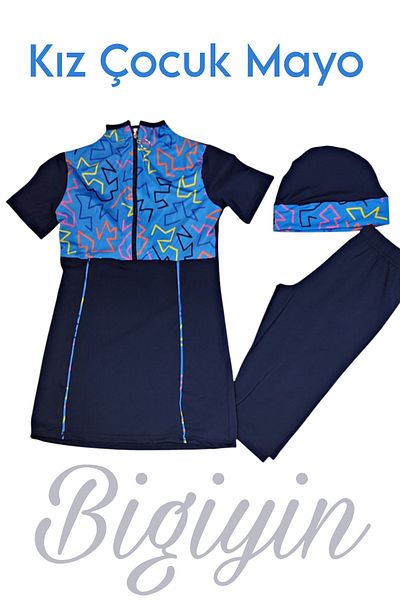 bigiyin Half Sleeve Children's Swimsuit Zipper Children's Swimsuit Short Sleeve Swimsuit Girls' Swimsuit