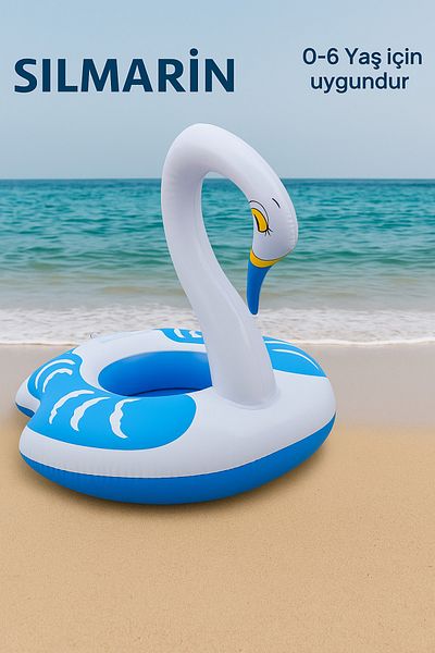 Silmaril Blue White Baby Boat Children's Lifebuoy with Figure and Seat for 0-5 Years Summer Sea Pool