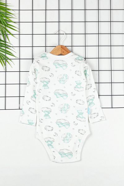 alnaymino Organic 3-Piece Overalls Set Baby Teddy Bear Patterned