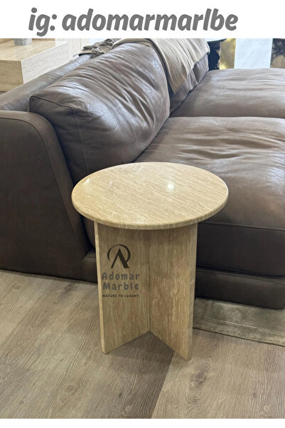 adomarmarblehandmadeandluxury TRAVERTEN MERMER YAN SEHPA, ZİGON Sehpa, Özel Ö...