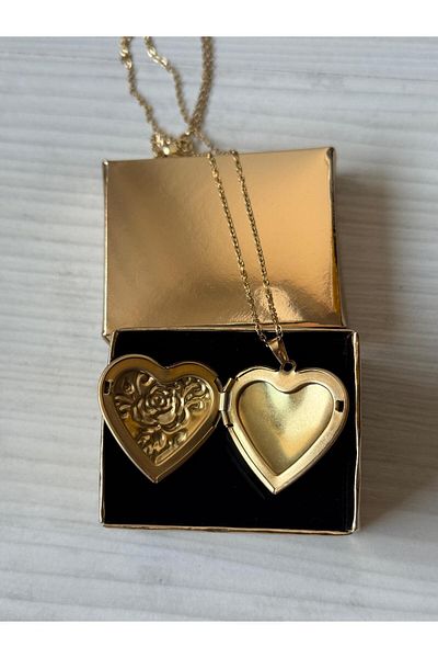 İYİ MODA Patterned Inside Opening Necklace |   Heart Necklace with Picture Cover |   Gift Necklace for Lover
