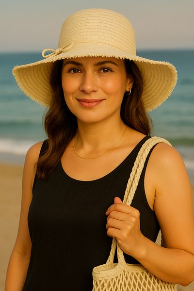 Avantaj Kapıda ®   Women's Straw Summer Hat – Wide Brim, Bow, Special Design Models