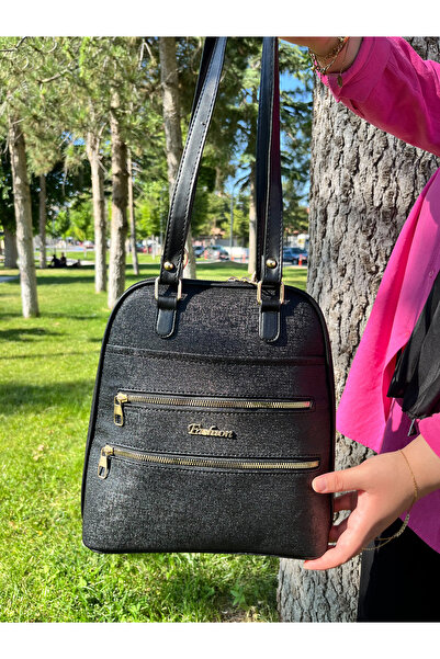 MOLDİVA Hem Backpack Hem Shoulder Bag Women's Black Backpack Daily Use