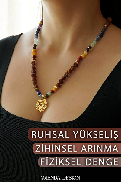 Orenda Design التوازن الروحي – توروس – 7 شقرا – رودهاسكا – قلادة من الحجر الط...