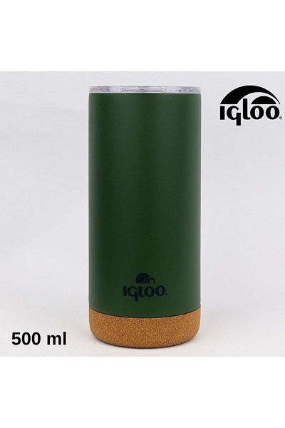IGLOO كوب فلين 500 مل ترمس كوب زجاجة مياه كاكي