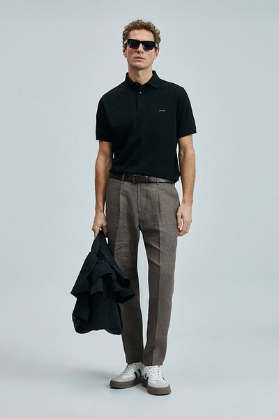 Lufian 111040228 Luna Polo Neck T-shirt Ανδρικό T-shirt Μαύρο