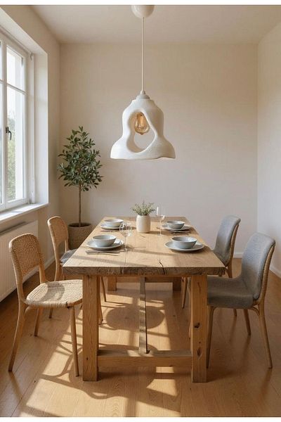 DREAM MODE Stylish and Modern Nordic Chandelier with Concrete Look (Rustic Bulb with Gift)