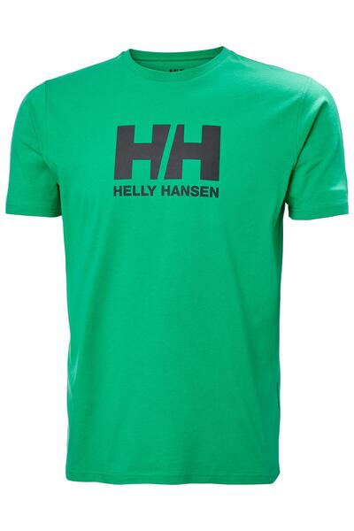 Helly Hansen Logo Erkek Yeşil Yuvarlak Yaka Tişört