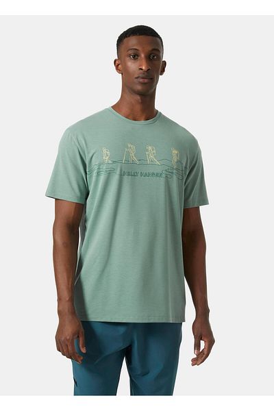 Helly Hansen Ανδρικό μπλουζάκι Skog Recycled Graphic με πράσινη στρογγυλή λαιμόκοψη