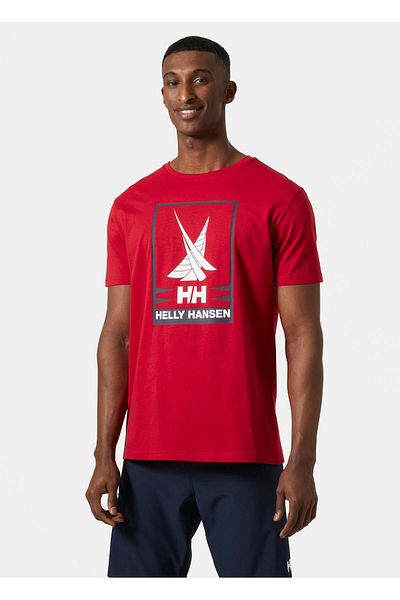 Helly Hansen Shoreline 2.0 - Ανδρικό κόκκινο μπλουζάκι με στρογγυλή λαιμόκοψη