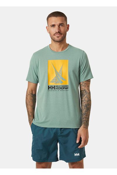 Helly Hansen Ανδρικό γραφικό μπλουζάκι με πράσινη στρογγυλή λαιμόκοψη Hp Race