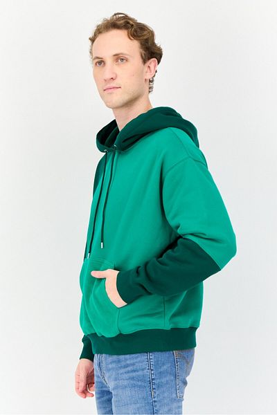 Esprit Men Two Tone Long Sleeves Hoodie, Green