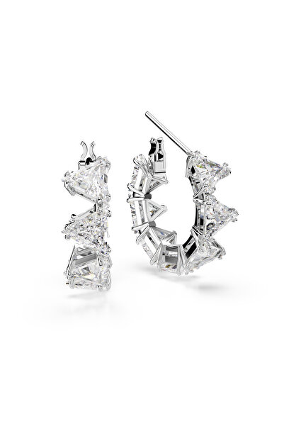 Swarovski Matrix halka küpeler, Beyaz, Rodyum kaplama