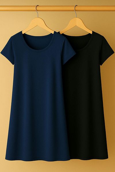 COTENCONCEPT 2 Pieces Draped Comfortable Fit Daily Combed Cotton Fabric Dress