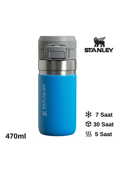 Stanley زجاجة مياه Go Quick Flip سعة 0.47 لتر، ترمس، كوب، زجاجة مياه، أزرق