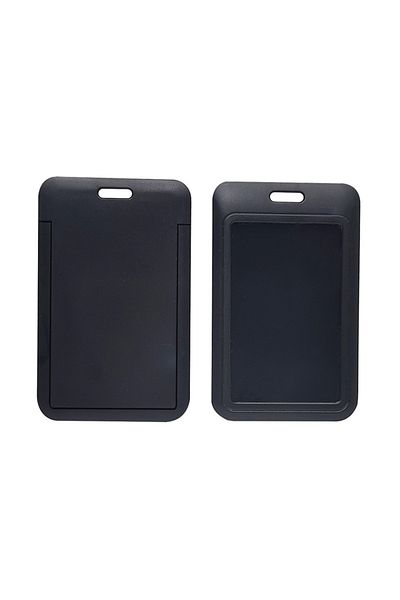 Choice Black 1 Pcs Sliding Id Badge Holder With Clear Window,id Card Protector For Office,school,great Gift