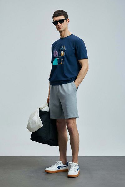 Lufian 111020254 Funky Modern Graphic T-Shirt Men's T-Shirt Navy