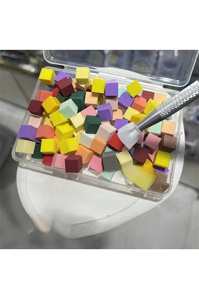 Choice color 1set 100pcs Nail care gradual pat cotton with clip sponge powder puff dizzy dye nail art gel p