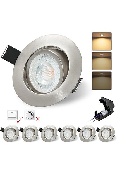 OEM Set 6 Spoturi Led Incastrate 230v 3 Nivele Dimmerabile 6w Ip44