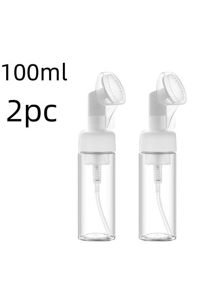 Choice 2pc 100ml Soap Foaming Bottle Plastic Facial Cleanser Mousse Pump Dispenser with Silicone Brush Head