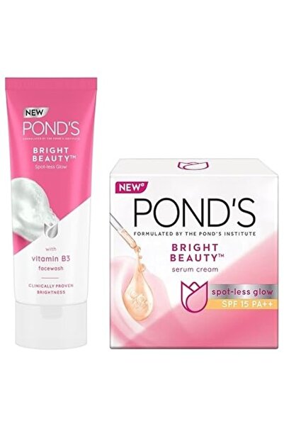 Ponds كريم نهاري برايت بيوتي 50 مل + كريم ليلي 50 مل + رغوة للوجه 50 مل